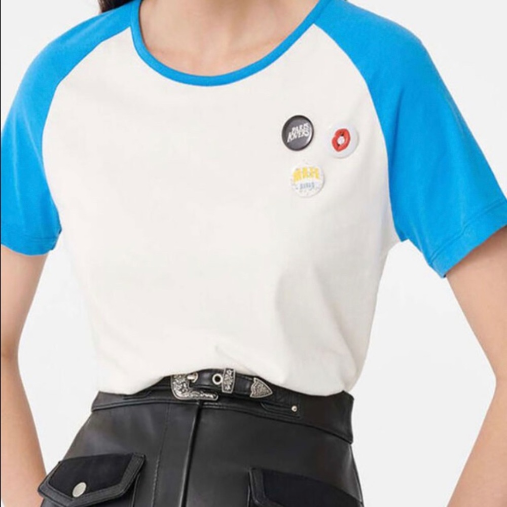Maje 2020talon t-shirt with contrasting sleeves